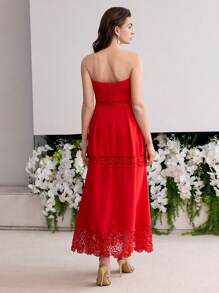 MOTF PREMIUM VESTIDO TUBO DE ENCAJE GUIPUR CONTRASTANTE