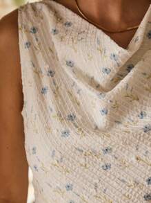 Aralina 优雅情人节围脖领夏季连衣裙 - 藍白色 - 查看 14