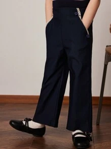 PrepCrw Young Girls' Blue Waisted With Elastic Waist Pants, Spring & Summer - Blue - View 6