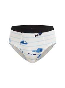 3件套男童牛奶丝印花内裤套装 - 藍色 - 查看 6