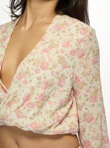 MISSGUIDED Floral Print Wrap Crop Top And Ruffle Tiered Mini Skirt Set Boho Summer Festival Beach Resort Wear Two Piece Outfit - Multicolor - View 4