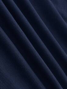 SHEIN MOD Preppy Style Navy And White Contrast Collar Button Front Dress - Navy Blue - View 4