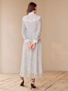 MOTF PREMIUM POLKA DOT CONTRAST LACE DRESS,SPRING/SUMMER - White - View 8
