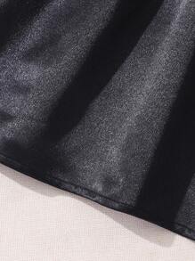 SHEIN 2pcs Set: Beaded Cap Sleeve Blouse + Bow Waist Band Mini Skirt - Red - View 8