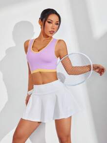 SHEIN Sport Studio Women's Simple Contrast Color Trim Short Sports Tank Top