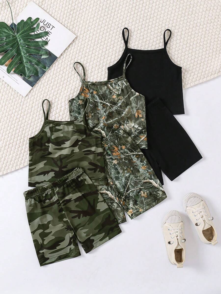 SHEIN 2pcs/Set Young Girl Casual Versatile Camisole And Shorts Set