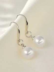 1对925纯银10毫米珍珠吊坠耳环，女士耳钩耳环，圣诞节冬季圣诞礼物 - 耳環 - 查看 5