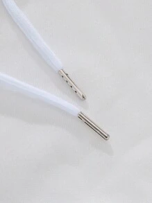 Manfinity EMRG 男士 INS 白色短款超大图案印花连帽衫，采用超大爱心和眼睛双面印花图案，白色秋季外出街头装图案长袖连帽衫，适合朋友、丈夫、男朋友的礼物 - 白色 - 查看 7