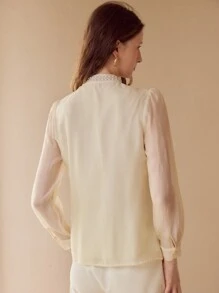 MOTF PREMIUM LIGHTWEIGHT RUFFLE TRIM BLOUSE - Apricot - View 8