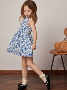 PrepCrw Young Girls' Spring/Summer Floral Print Collared Woven Dress - Multicolor - View 6