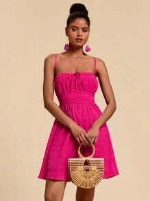 Travachic Women Solid Color Woven Backless Spaghetti Strap Mini Dresss,Spring&Summer,Beach Outfits For Woman,Western Wear Women,Spring Break,Concert Outfit Women,Boho,Rave Outfits,Tropical Vacation, Festival,Romantic Casual Summer Outfits Women,Tropical Outfit