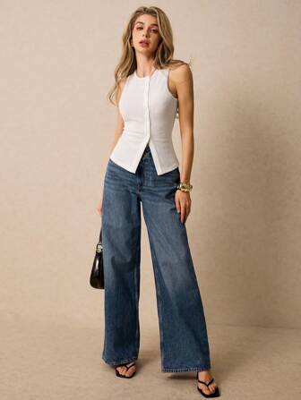 Poéselle 1 件女式纯色无袖背心，休闲时尚，适合日常穿着