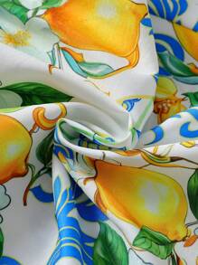 2 件套女童柠檬水果图案吊带上衣和长裙套装，夏季 - 藍色 - 查看 3