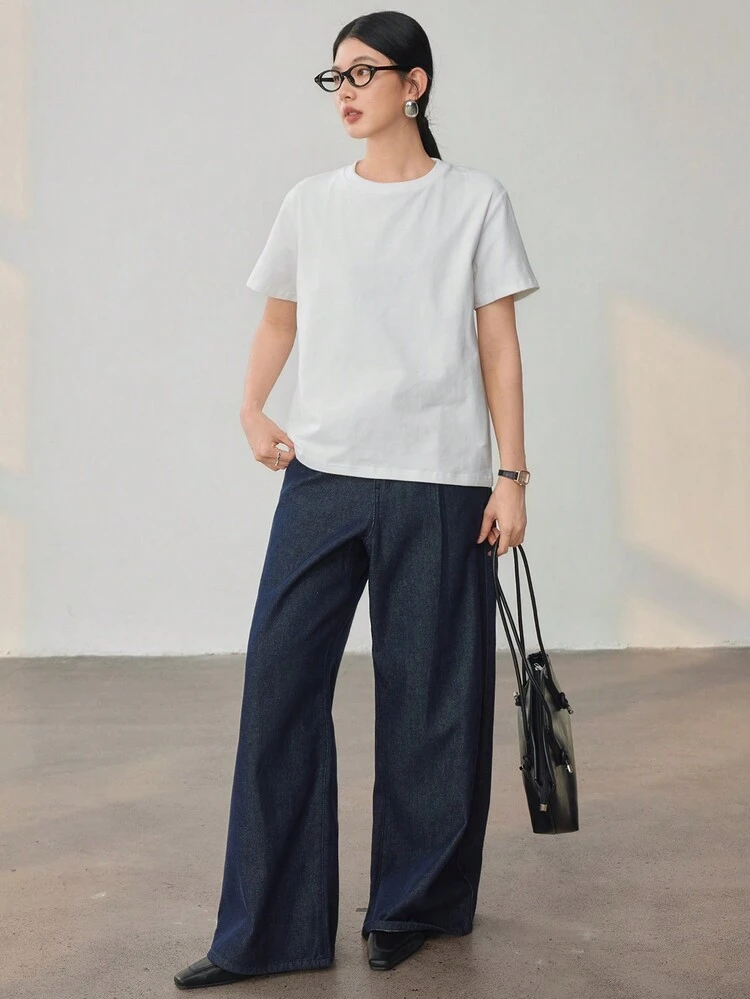 Business Casual Office Wear Shawl Decor Ensemble, Minimalist Women Short Sleeve T-Shirt Summer