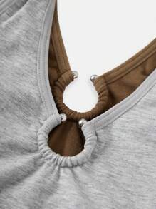 2pcs/Set Teenager Girls' Fashionable Halter Neck Camisoles, Grey + Brown