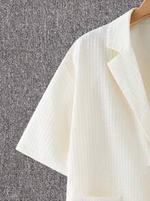 SHEIN Leap Crew Teen Boys Gentleman Suit, Casual, Collegiate, Comfortable, Fashionable, Versatile, Suitable For Daily Wear, School, Outdoor Activities, Sports, Valentine's Day Party, Beach Holiday - Beige - View 7