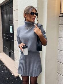 EMERY ROSE 2 件套灰色高领套头衫 - 灰色 - 查看 8