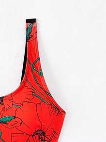 Swim Lushoire Springbreak Women Floral Print Backless One-Piece Swimsuit For Summer Beach Vacation