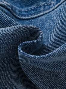 SHEIN 男婴 3 件套夏季休闲柔软宽松阔腿蓝黑色牛仔短裤，婴儿春夏装春假装和日常装