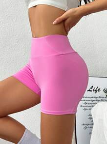 Easithlete 高腰粉色提臀瑜伽/网球健身短裤女士运动短裤、健身短裤、骑行短裤