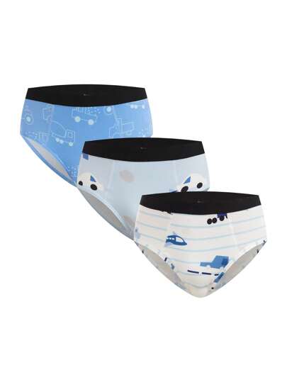 3pcs Boys' Milk Silk Print Underwear Set