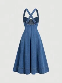 SHEIN MOD Women's Denim Camisole Dress, Casual Fitted Mid-Length Blue, Vacation Outfits Woman, Romantic Dresses, 90s Clothes, Spring Dresses For Women, Graduation Dress, Concert Outfit Women, St Patrick Day Dress, Old Money Style Women, Country Concert Outfit, Vintage Dresses For Woman, Bachelorette Outfits - Medium Wash - View 2