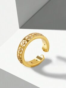 MOTF PREMIUM Anillo abierto texturizado enchapado en oro de 18K