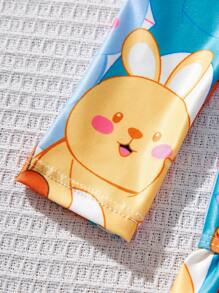 SHEIN Baby Girl Cartoon Print Long Sleeve Swimsuit - Multicolor - View 4