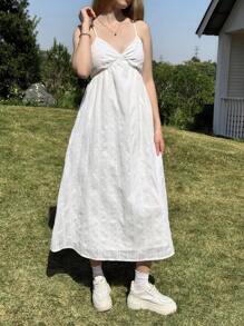 SHEIN EZwear 女士白色编织细肩带度假连衣裙