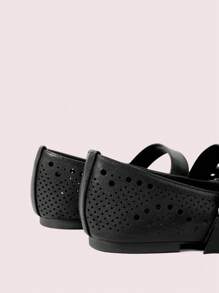 CUCCOO DOLLMOD Bailarinas de unicolor con hebilla y puntera cerrada, diseño minimalista y cómodas para mujer - Negro - Ver 4
