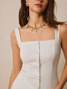 Poéselle Women's Two-Piece White Two-Piece Button-Down Top And Wide-Leg Pants 2pcs Women Elegant Commuter Solid Color Front Button Camisole & Wide Leg Pants Set Linen Vest Set Women Two Piece Sets Beach Women Outfits Summer Women Outfit Women Clothes Workout Women Sets Summer Clothes Summer Women Clothes Women Suits White Women Outfits Office Women Outfits Summer Sets Women Linen Pants Western Wear Women Festival Boho Hippie Old Money Bohemian - White - View 7