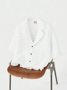 Forever 21 Oversized Revere Collar Overhead Shirt In White Seersucker - White - View 1