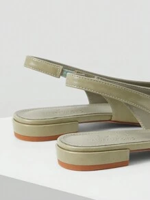 MOTF PREMIUM POINTED TOE BUCKLE DETAIL COMFORTABLE FLAT SHOES FOR WOMEN - Olive Green - View 8