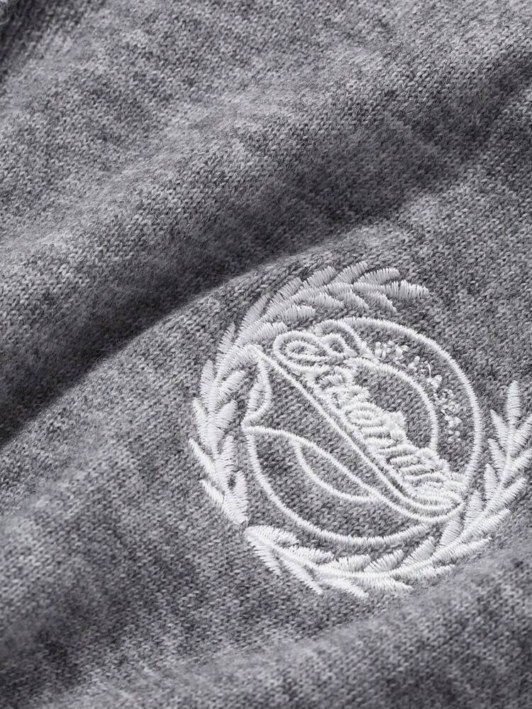 Collegiate Style Embroidered Pattern Drawstring Tie Women Cardigan