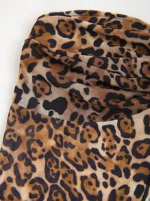 EgrlEra Leopard Print Bandeau Top With Slit, Belly-Baring Y2K  - Multicolor - View 4