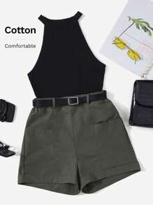 SHEIN Essnce 掛脖上衣&短褲不附腰帶