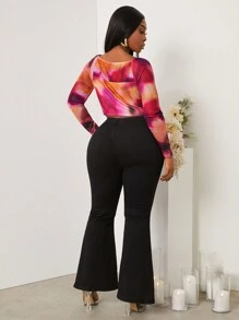 SHEIN SXY Top a bustier in rete con stampa astratta tie-dye, taglia grande, novità primavera/estate 2025, adatto per vacanza al mare, San Valentino, appuntamenti, compleanni, addio al nubilato, casual, shopping, uscite, facile da abbinare, snellente, valorizza la figura