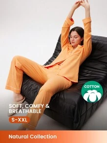 LUVLETTE Autumn And Winter Soft 100% Pure Cotton Basic Long Pajama Sets For Women Lounge Sets For Women Pants With Pockets Fall Pajamas