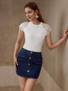 MOTF PREMIUM Maglietta CON MANICHE RAGLAN E PIZZO A CONTRASTO