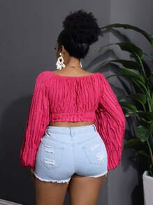 Slaydiva Áo cánh thắt nơ phía trước cỡ lớn, họa tiết màu đỏ hồng, thích hợp cho kỳ nghỉ hè - Màu Hồng Tươi - Xem 2