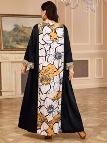 Al Najma Plus Size Casual Minimalist Dress, Suitable For Daily Wear - Black and White - View 3