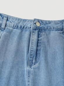 SHEIN MOD Fritidskläder för kvinnor Lös lång blå jeanskjol, Puerto Rico-kläder, kontorskläder för kvinnor, alla hjärtans damkläder, 90-talskläder, vårklänningar för kvinnor, jeanskjolar, jeanskjolar för kvinnor, cowgirlklänningar för kvinnor, renässanskjol, arbetskjol - Mediumtvätt - Visa 4