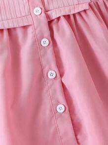 Vestido-camisa de punto rosa de moda para niña bebé (manga corta), verano