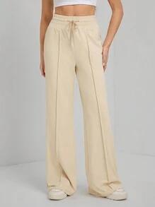 SHEIN Tall 净色抽绳腰部阔腿运动裤