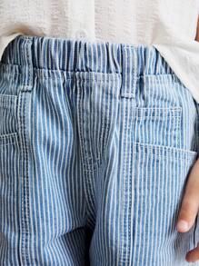 SHEIN Young Boys' Light Blue Striped Denim Straight Leg Jeans - Blue - View 7