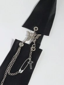 ROMWE Grunge Punk 1pc Punk Style Butterfly, Paperclip, Cross Detachable Lady Shirt Collar, Necktie