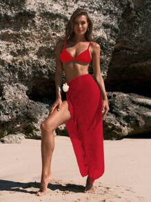 Swim Chiccia 女士休闲宽松春假轻便套头束腰上衣 - 紅色 - 查看 6