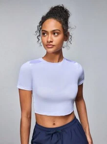 SHEIN 休闲简约时尚运动 T 恤和背心，适合日常穿着 - 紫丁香色 - 查看 2