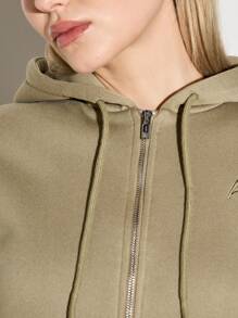 AiiRZ Cropped Athletic Zip-Up Hoodie Workout Sweatshirt Sports Training Activewear Performance Full Zip Track Jacket Studio Fitness Loungewear Fall Winter Essential - Green - View 5