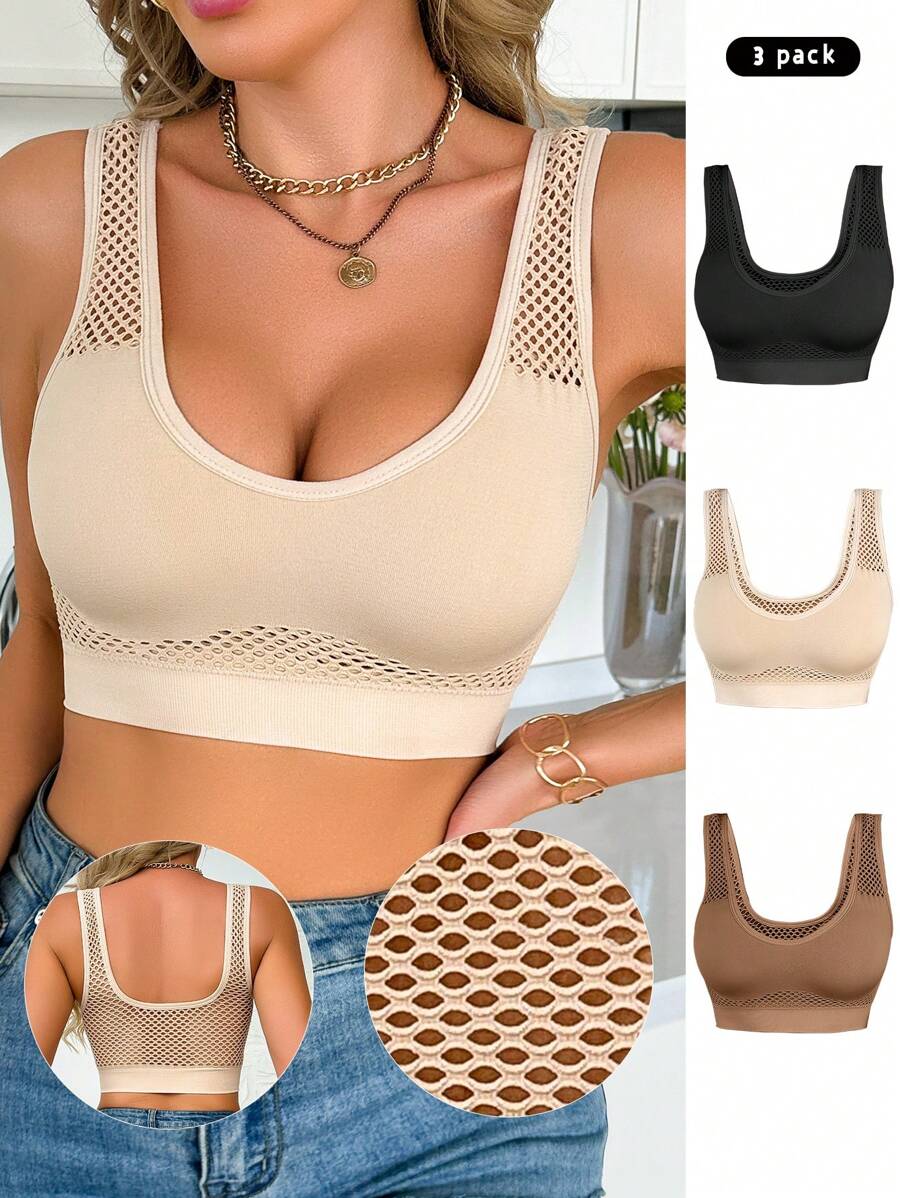 Set de 3 sujetadores para mujer, sencillos y de moda para uso diario casual